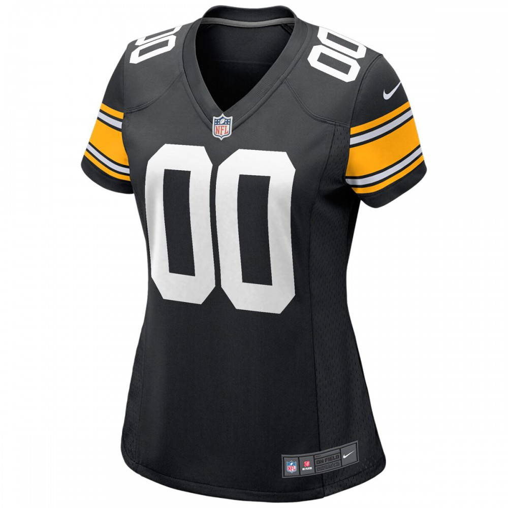Pittsburgh Steelers Nike Women's Alternate Custom Game Jersey - Black-GridironStore